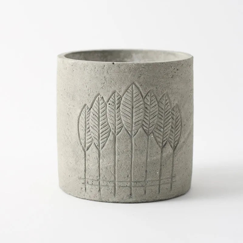 Cement succulent flowerpot in concrete, 12x12cm, green gray or beige, simple design for indoor plants
