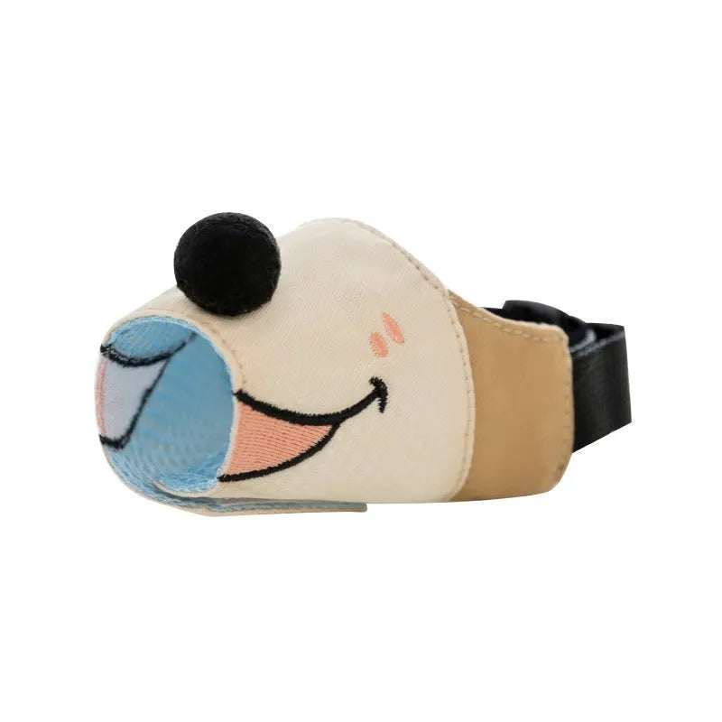 Canvas dog muzzle in Ollie Brown Bear colour, shown in size L for dogs 12.5kg to 30kg.
