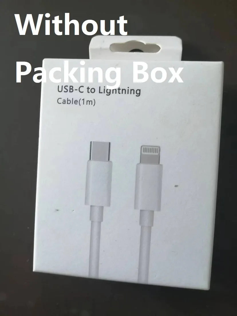 White 20W USB-C PD fast charger with UK plug and a choice of cable lengths.