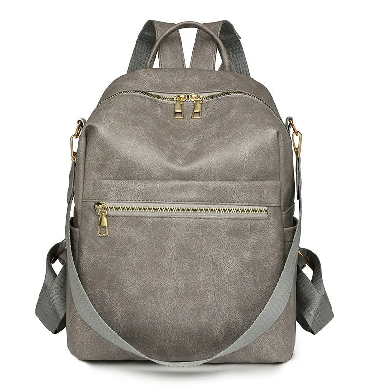 PU backpack large capacity square vertical shape telescopic handle available in gray black brown coffee
