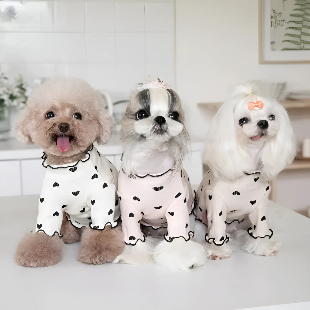 Home Vest Dog Cat New Year Christmas Dress in beige colour fabric with sweet style for pets