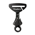 Pet safety buckle made of aluminium alloy, 12.5cm long and 7cm wide, shown in black colour
