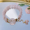 Pink crystal peace buckle bracelet with safety closure for women, adjustable design