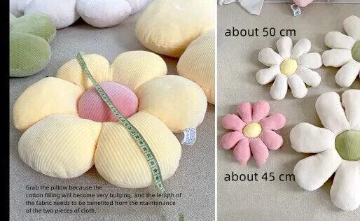 Small daisy flower throw pillow cushion in short plush with PP cotton filling, available in pink daisy colour and 40-70cm sizes