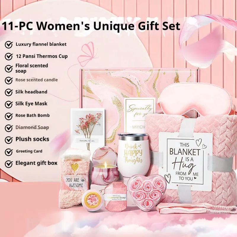 Aromatherapy bath gift set in a modern simplicity plastic container, dimensions 27x23x13 cm.