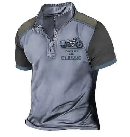 Loose fit golf polo shirt with digital print on polyester bird eye fabric.