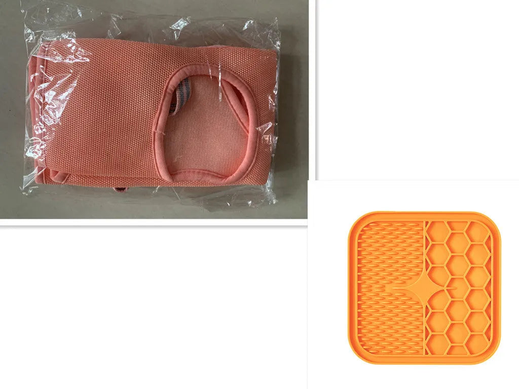 Breathable sandwich fabric grooming hammock for small and medium cat or dog nail trimming, exposing paws and head