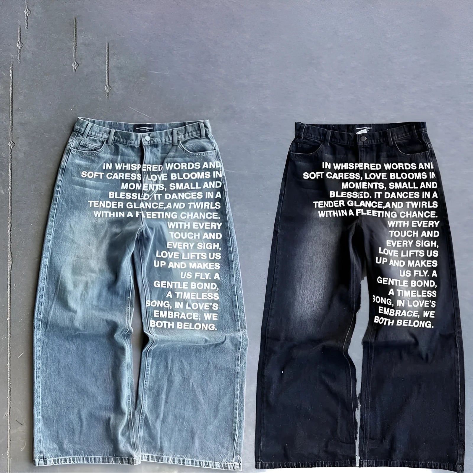 Men's black cotton loose wide-leg straight trousers casual pants