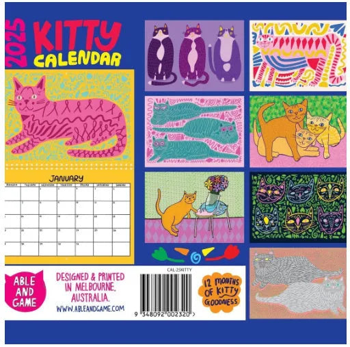 Cat themed wall calendar with monthly tear-off pages for 2024 or 2025.