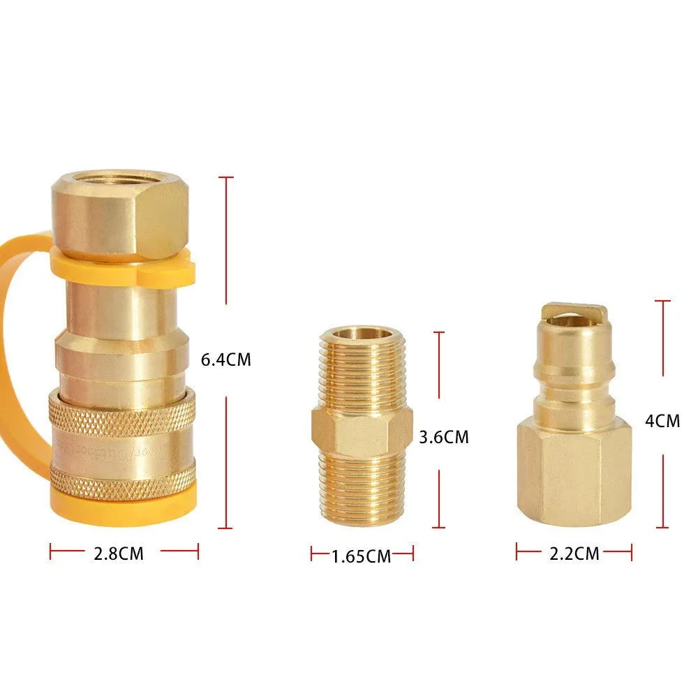 Brass 3/8 inch American standard thread propane gas tank conversion connector and adapter kit.