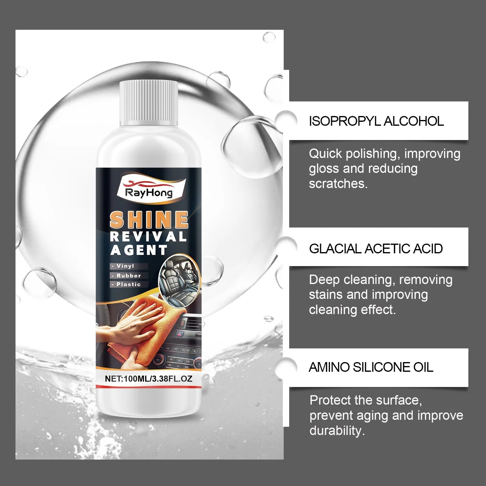 100ml car plastic renovation agent bottle for cleaning and decontaminating automotive trim