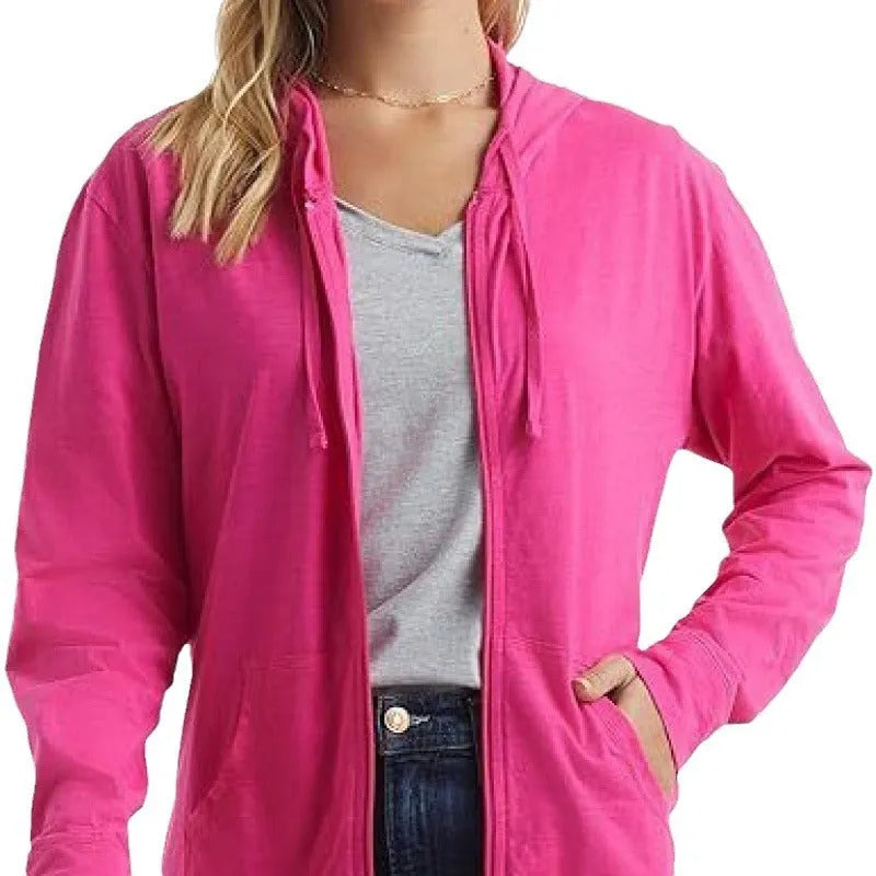 Loose fit solid colour polyester sports hoodie on a hanger