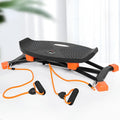 Black mini fitness skiing machine exercise equipment with elastic hand straps