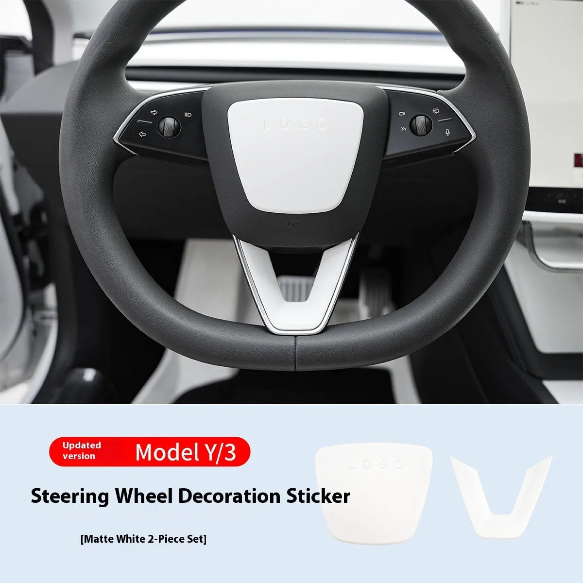 White plastic ABS steering wheel patch for interior protection and renewal