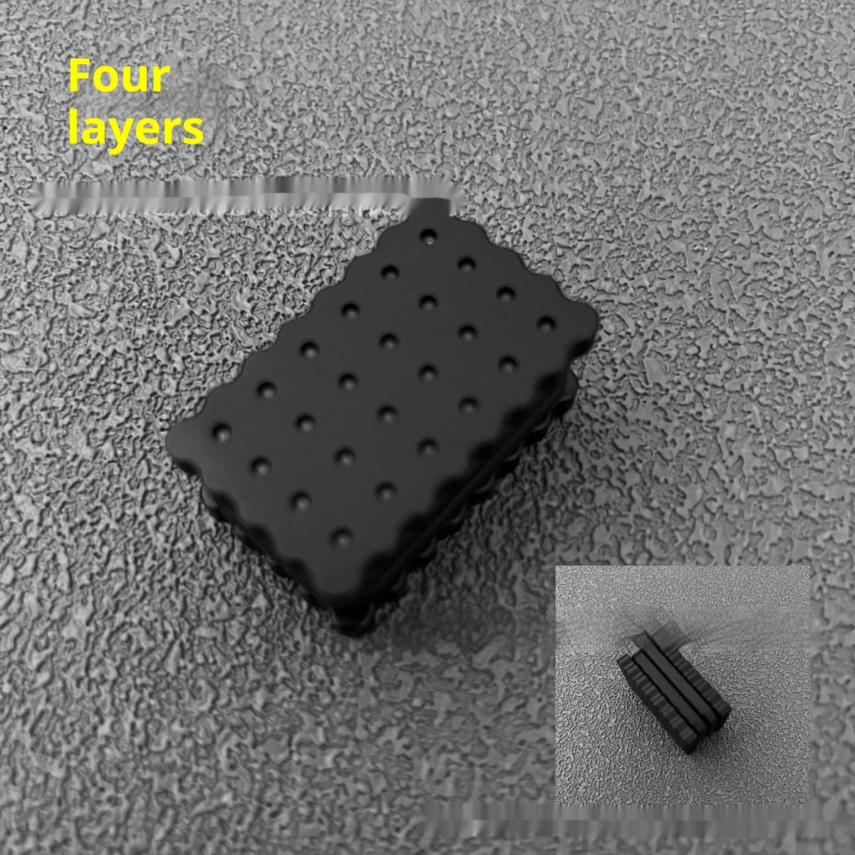 Biscuit silver 3-layer metal EDC fidget push card decompression toy on white background