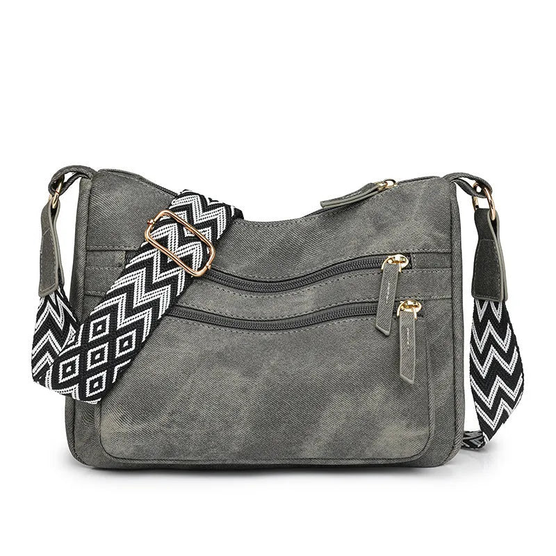 Large capacity one shoulder crossbody bag for women, soft PU leather, waterproof and wear-resistant, outer sandwich pocket, zippered change pocket, available in five colours