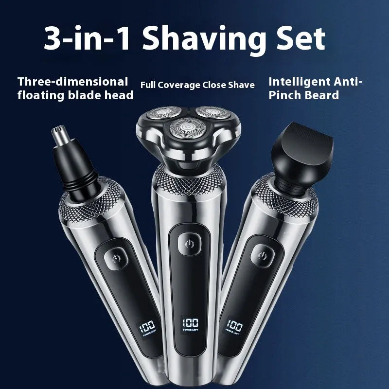 Digital USB rechargeable beard trimmer with LED display and washable floating cutter head