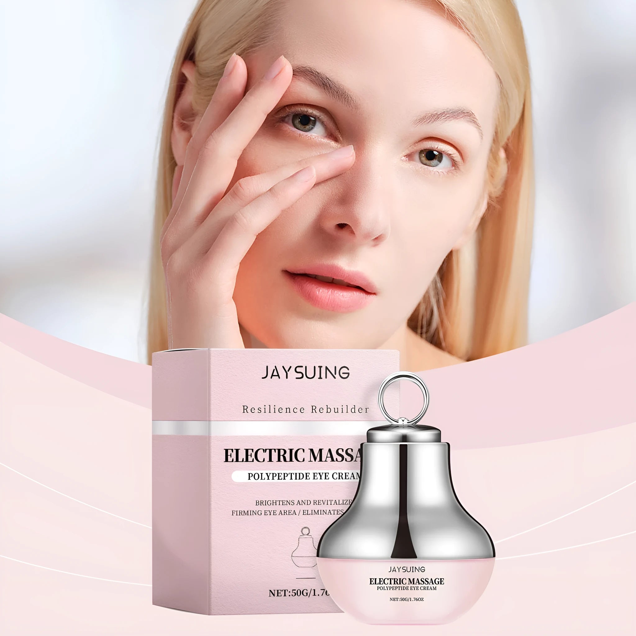 Jar of electric firming eye cream with lifting action and massage function, 50g.
