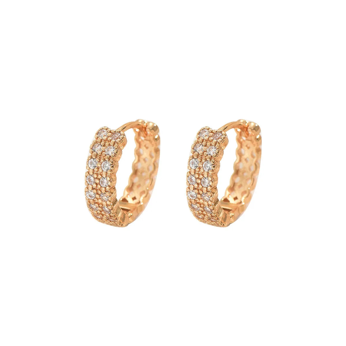 Geometry pattern copper ear studs with circular dot ring design in DE20288 colour
