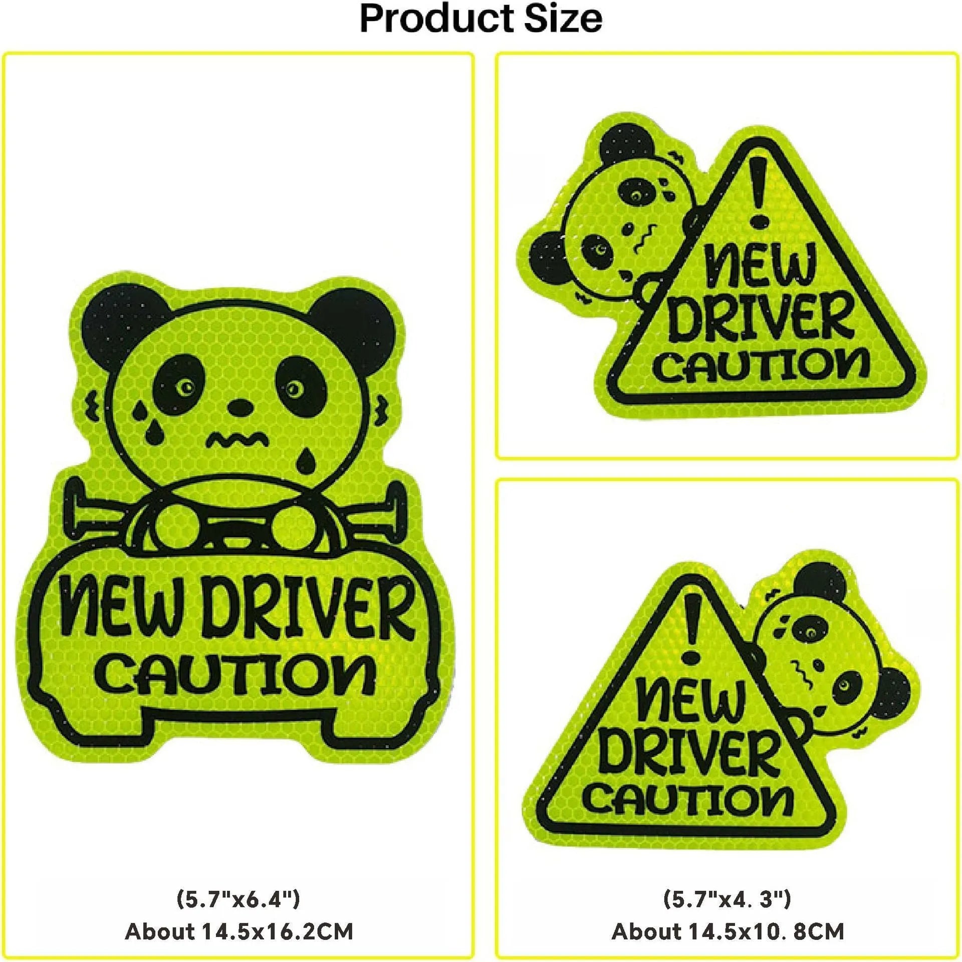 Set of three magnetic reflective stickers with cat, duck, and panda designs for bikes and scooters.