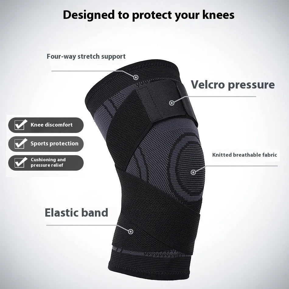 Single non-slip sports knee pad made of nylon cloth, shown in one of six available colours.