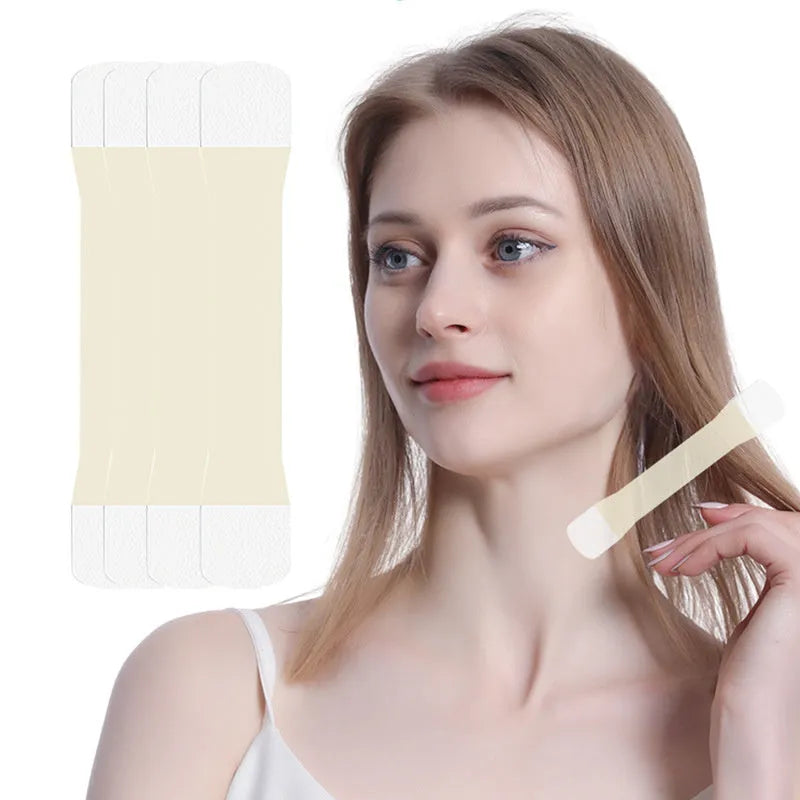 Skin colour neck pattern sling tape with 20 patches in 4-pack set for invisible neckline support