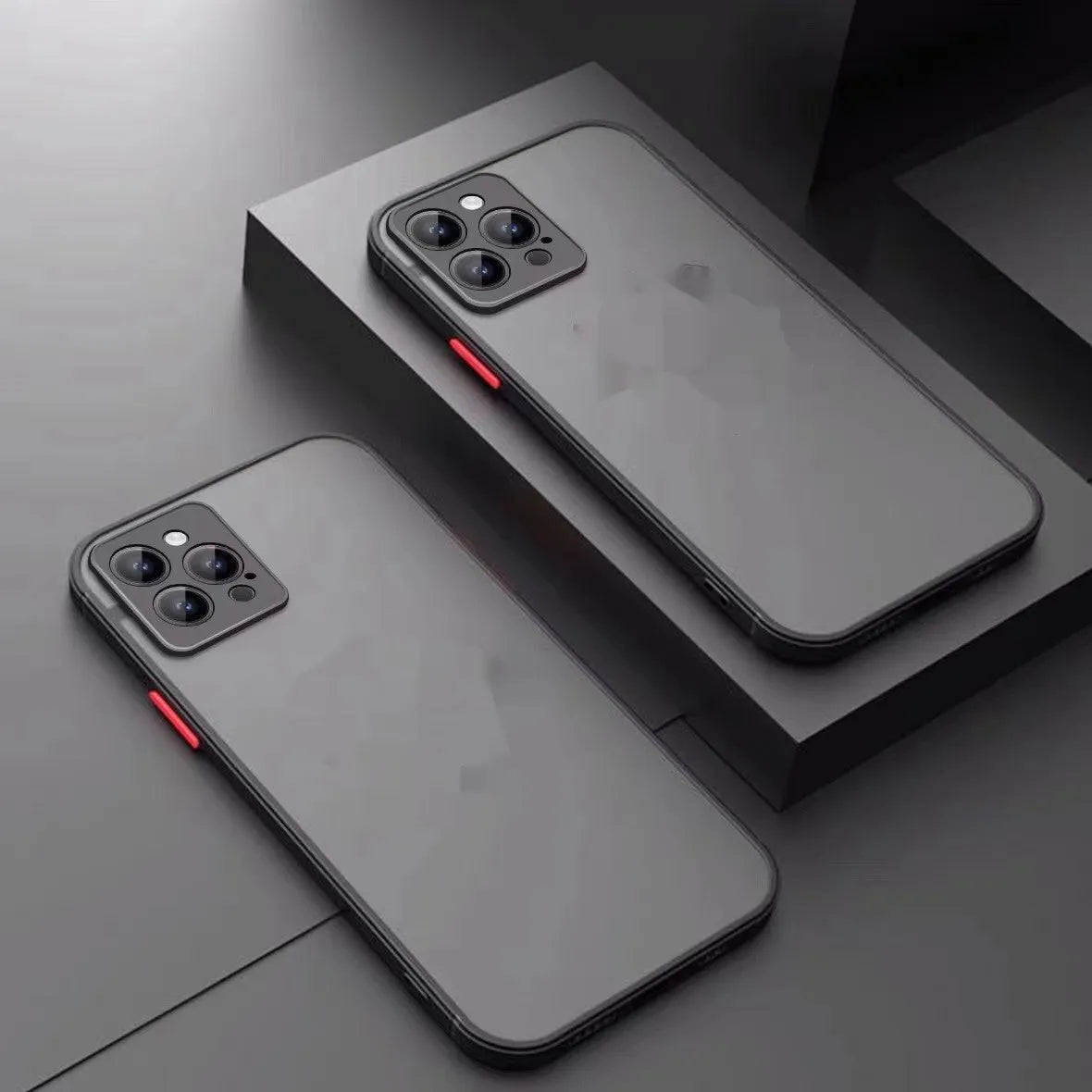 Frosted magnetic phone case for Apple iPhone on a table, showing anti-fingerprint matte finish.