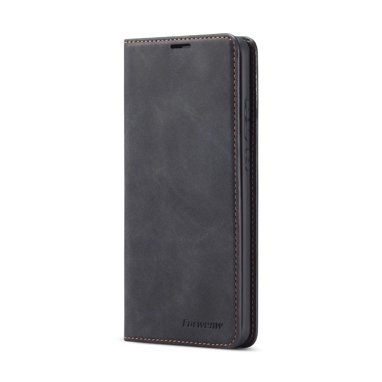 Flip leather phone case for Huawei P40 Pro with card slot, black colour, handmade PU and TPU construction