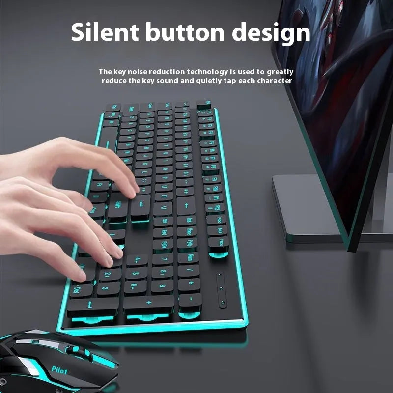 Wireless Bluetooth keyboard with mute button and RGB lighting measuring 440mm