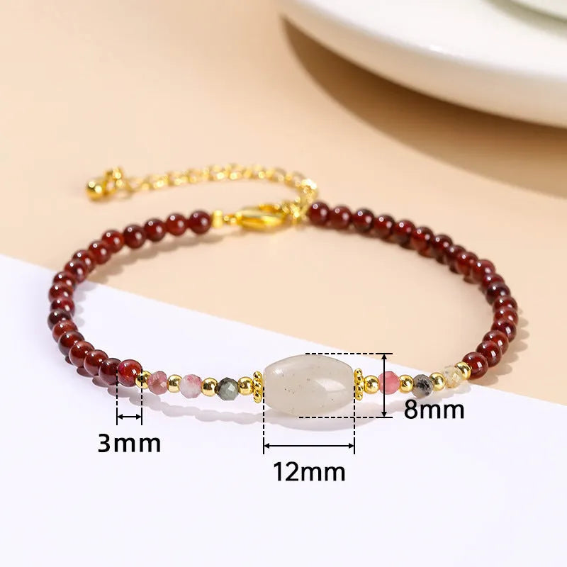 Crystal agate bracelet with round natural gemstone beads in fruit, bow and animal shapes