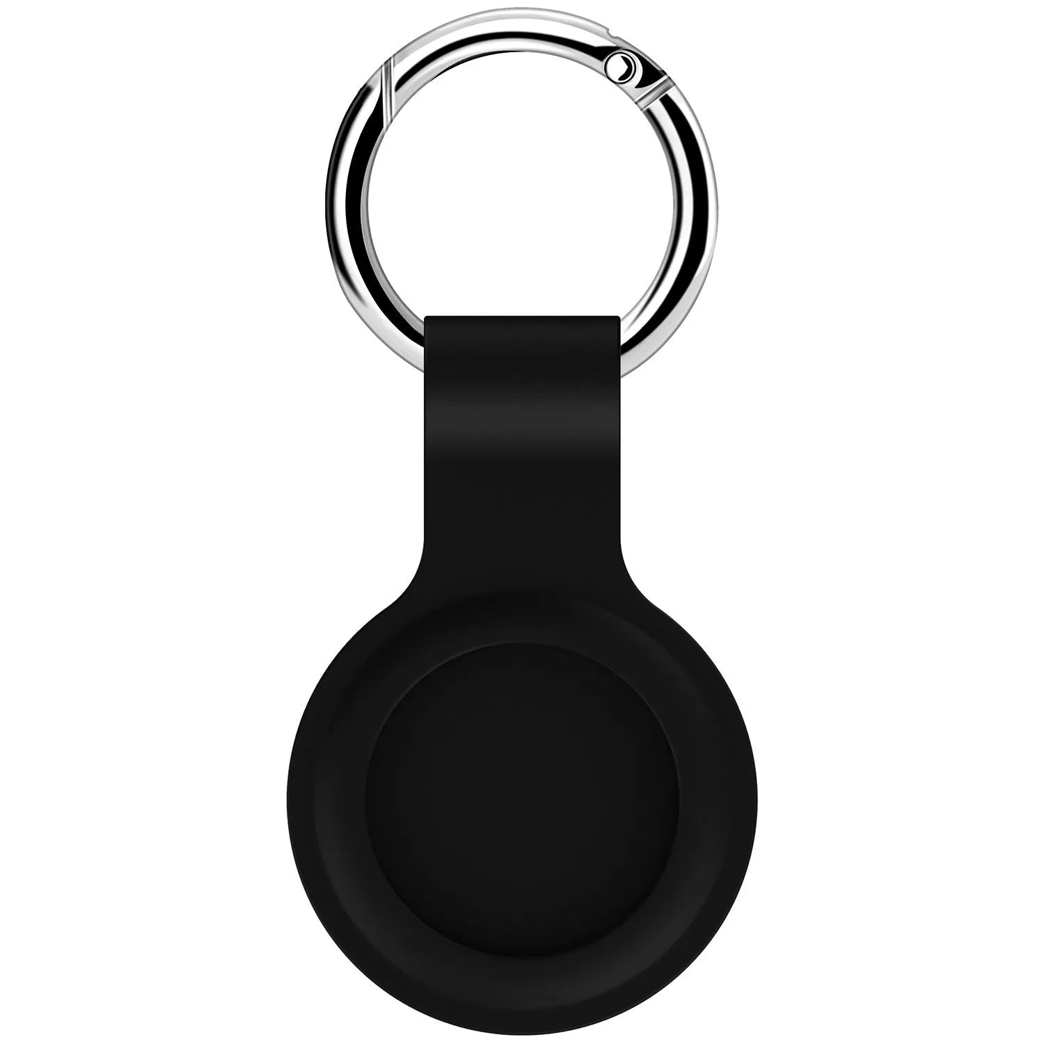 Silicone protective case with metal keychain snap for Apple AirTag in multiple colours.