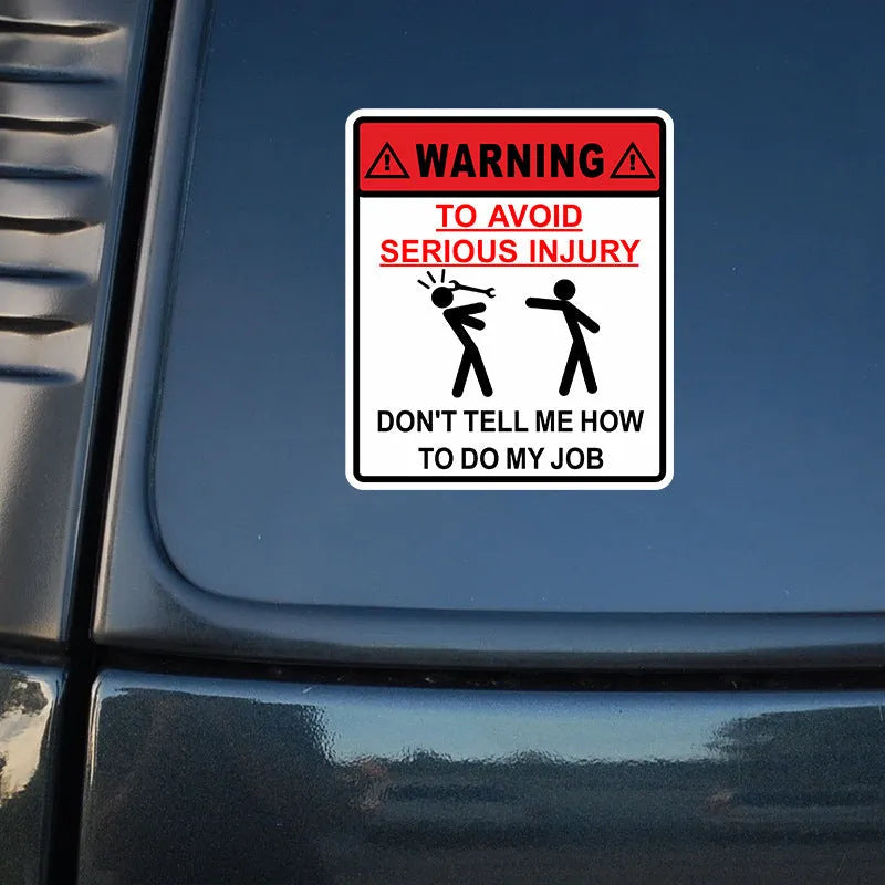 14.9cm by 12.6cm rectangular car glass warning sticker with adhesive backing for safety application
