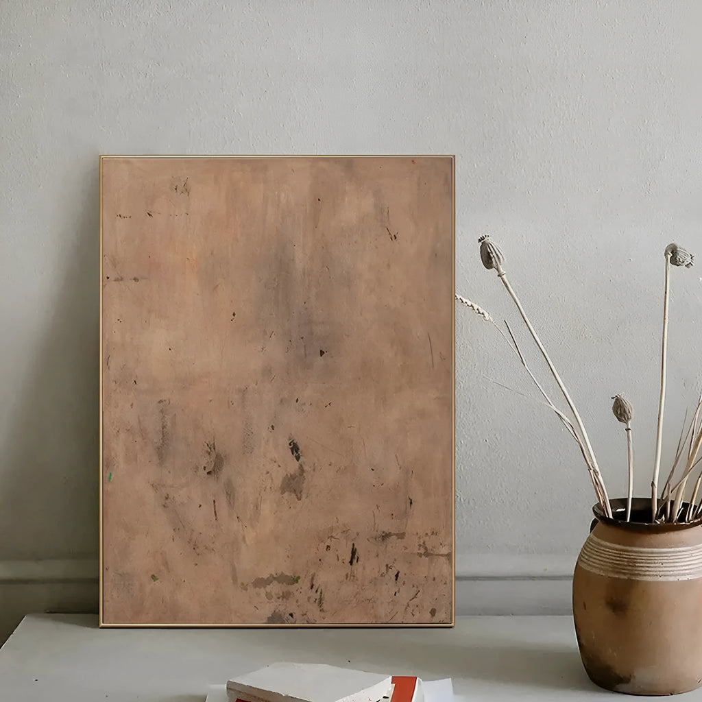 Hand-painted modern brown abstract oil painting on canvas, unframed and rolled, suitable for living room wall decor