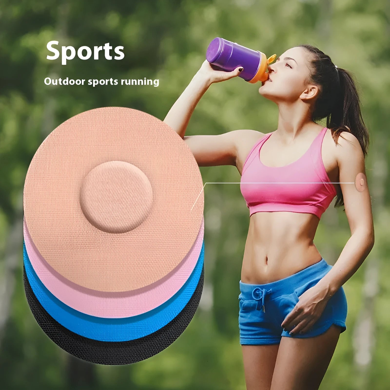 Elastic sports anti-slip adhesive patch in multiple colours for running and fitness