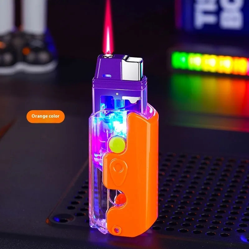 Colourful plastic radish-shaped lighter in orange, purple or green with wind-resistant design