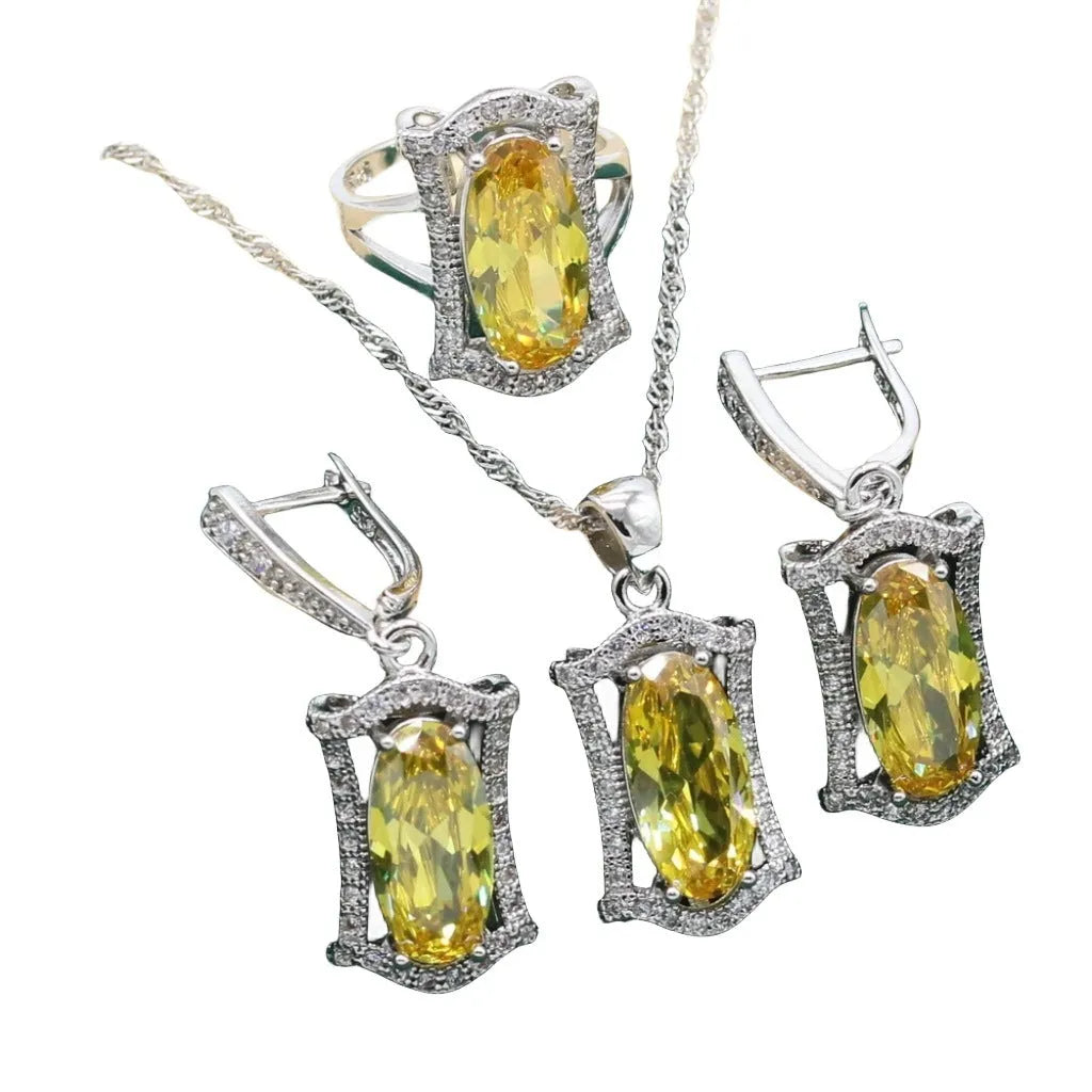 Women's anti-allergy zircon jewellery set with snake bone chain necklace, earrings, ring, and bracelet in gold