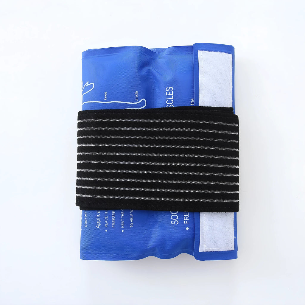 Sapphire blue nylon silk binding knee ice pack 44.5x17.5cm for sports sprains and cold compress therapy