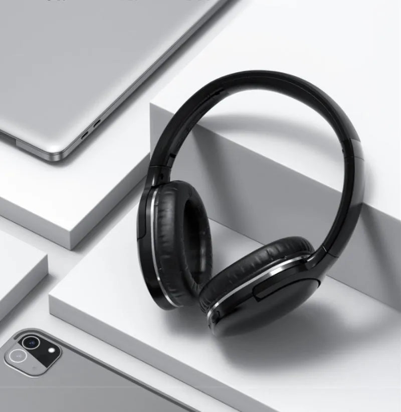 Wireless Bluetooth sports gaming headset in black and white colours with head-mounted design