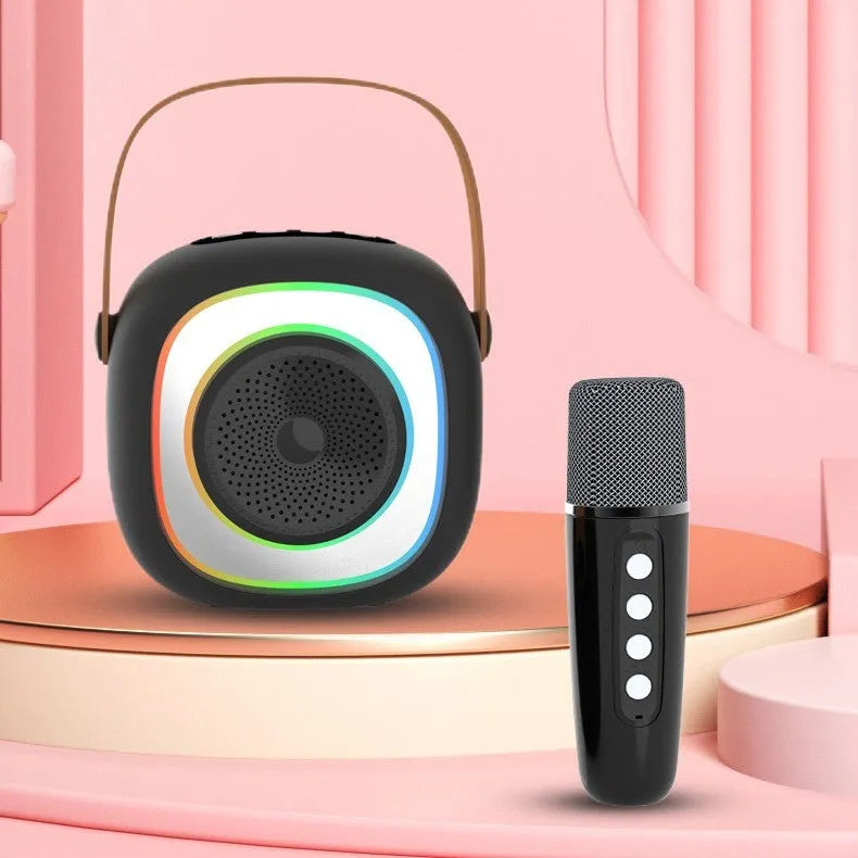 Wireless karaoke microphone with Bluetooth audio component in wheat-accented colour option