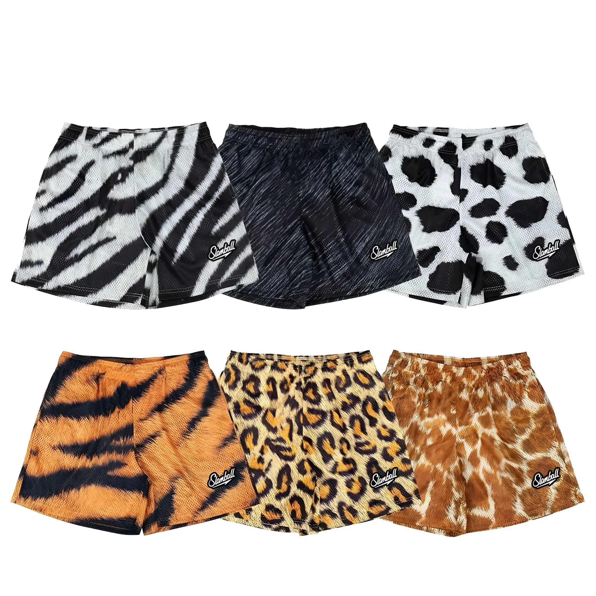 Men's leopard print quick-dry fitness shorts with mid waist and athletic cut