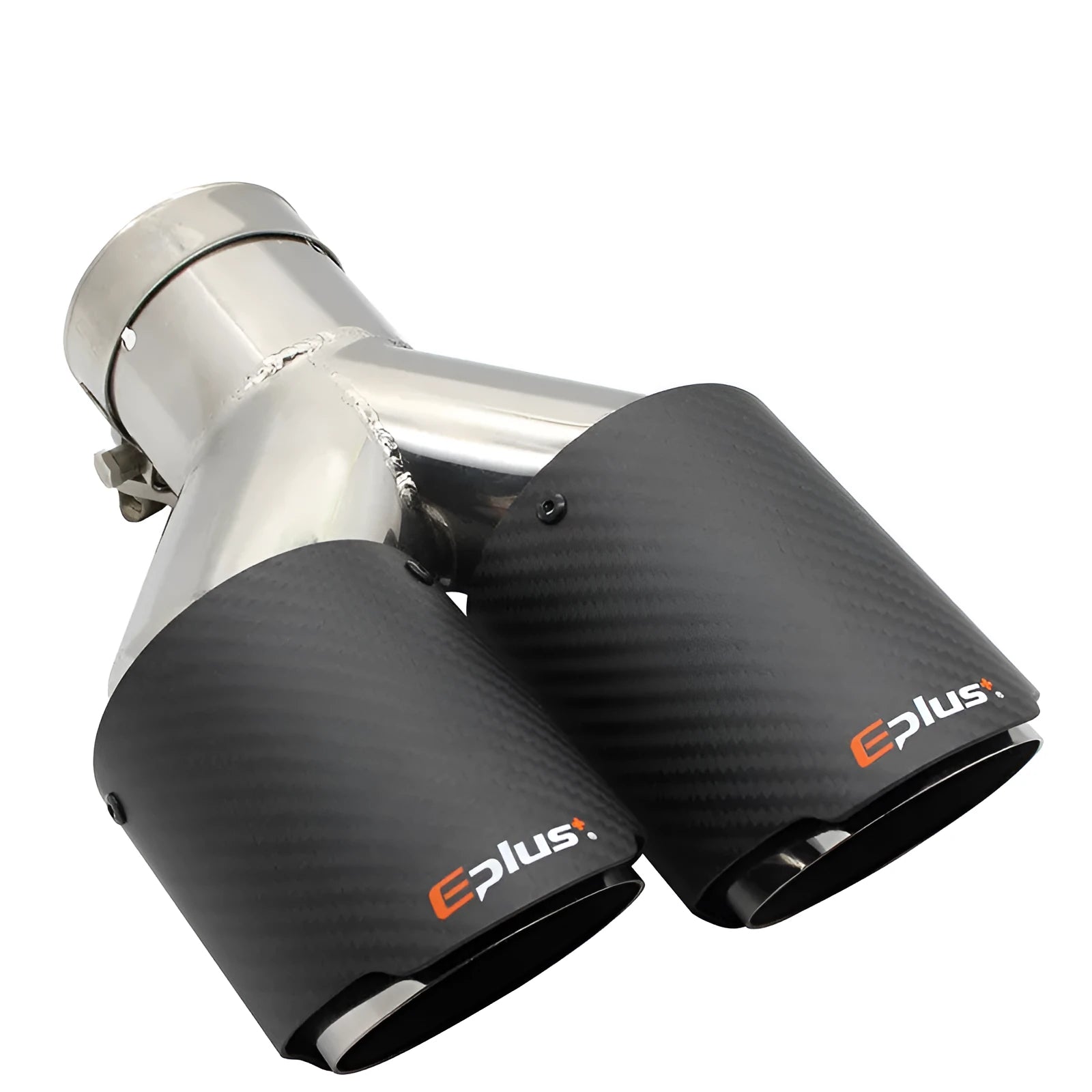 Universal silver stainless steel exhaust pipe muffler with inlet diameter options from 51mm to 101mm