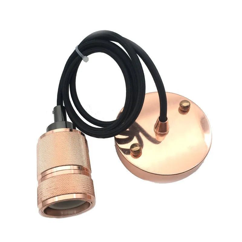 Compact DIY retro ceiling light chandelier in shiny black, rose gold, gold, and chrome metallic finishes.