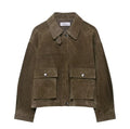 Women's casual PU jacket in Japanese Korean style with medium thickness regular fit