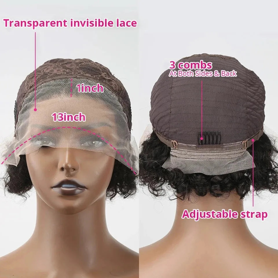 Black human hair wig cover in natural style, colour 13x1, shown ready for daily wear