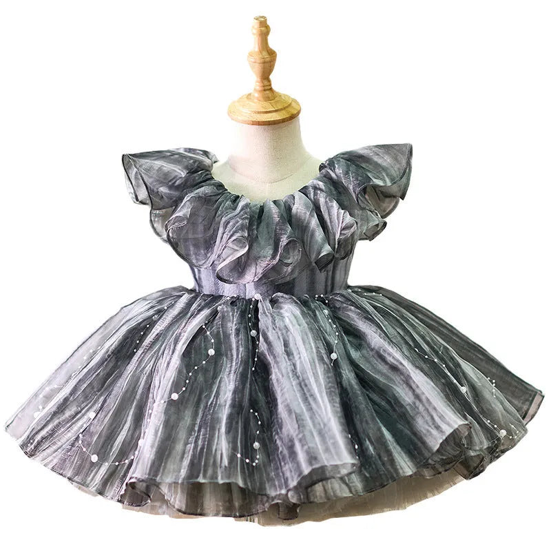 New girls birthday party dress high grade gray princess style suitable for 80cm to 160cm height