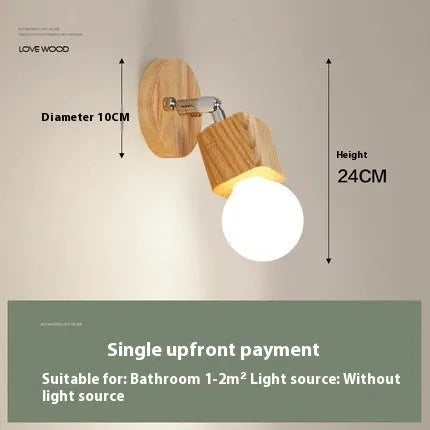 Mirror finish LED wall lamp with single head, 24cm size, showing white light illumination