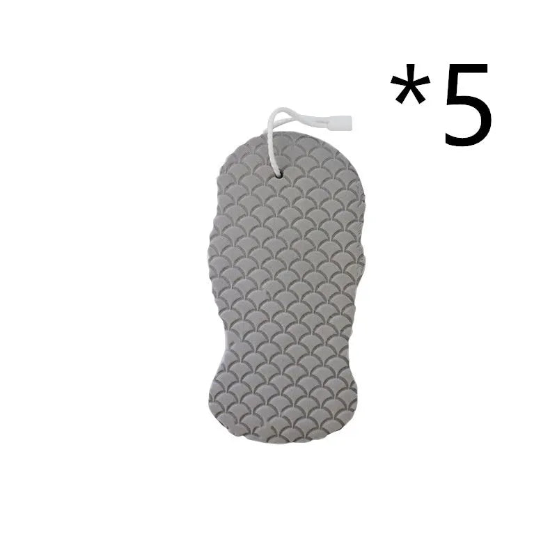 3D fish scale pattern bath sponge in white, grey, pink and light blue colours for body exfoliation