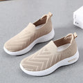 Women's casual mesh slip-on shoes, breathable sock style, soft plastic sole, available in black grey khaki pink