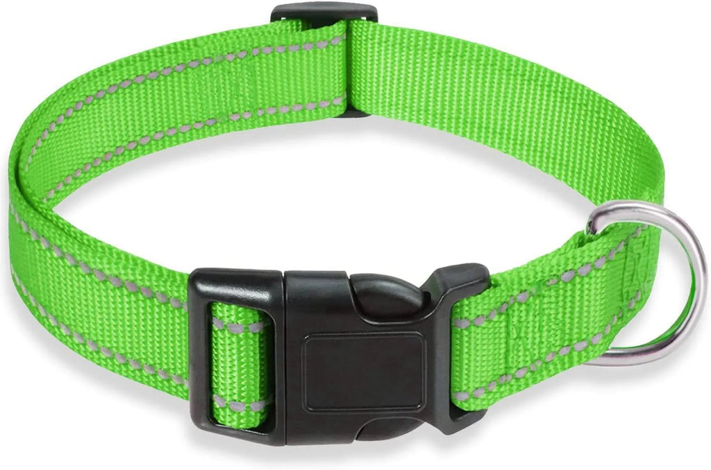 Adjustable chest strap dog collar in nylon material showing colour options