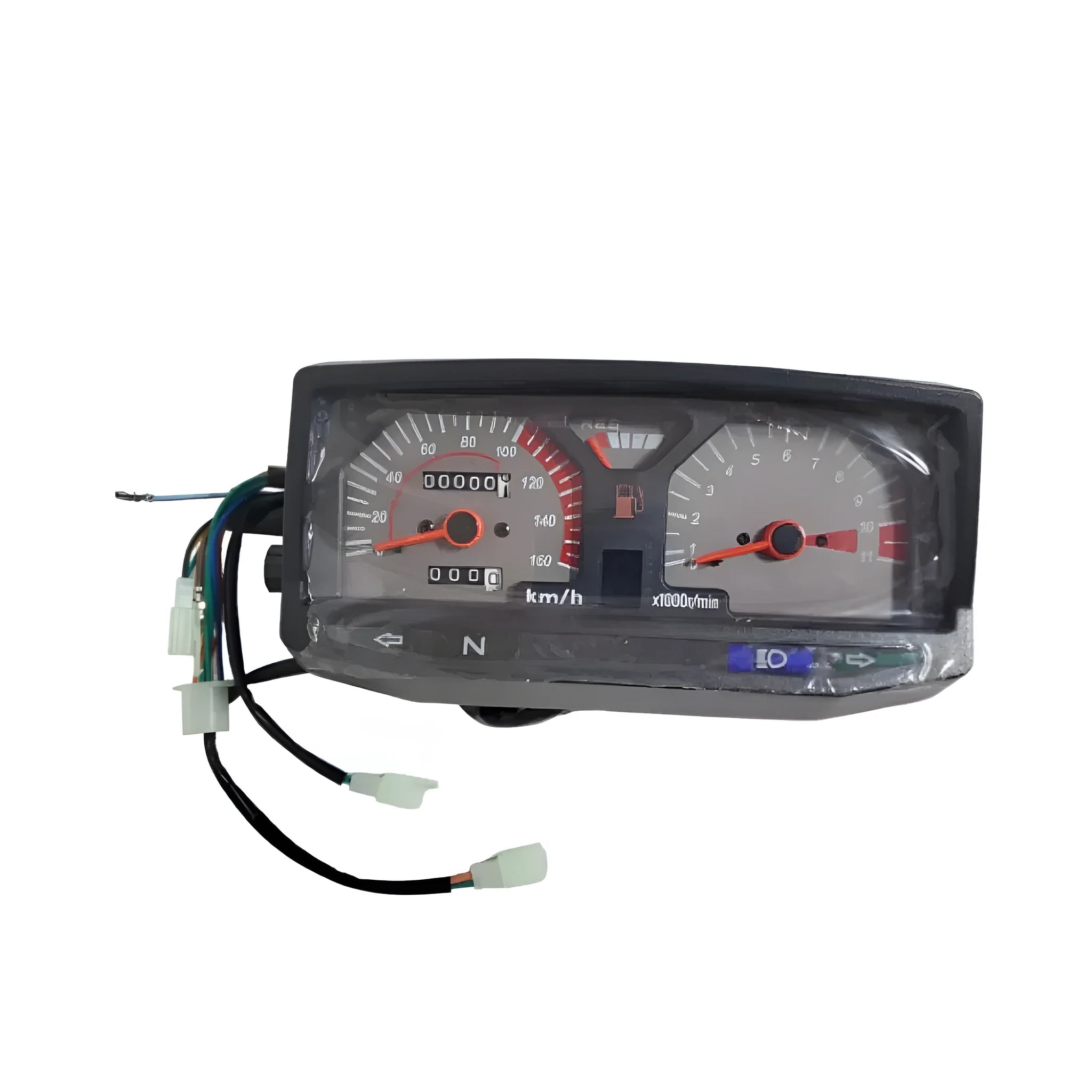 Black alloy motorcycle speedometer for Cgl125 with white dials, 24x20x10cm